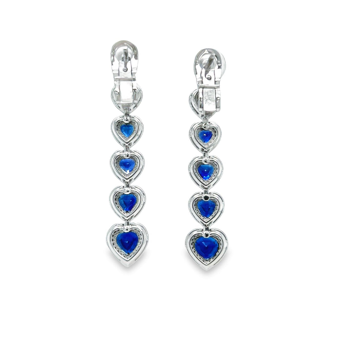 BOUCLES D'OREILLES DIAMANT ET COEUR SAPHIR