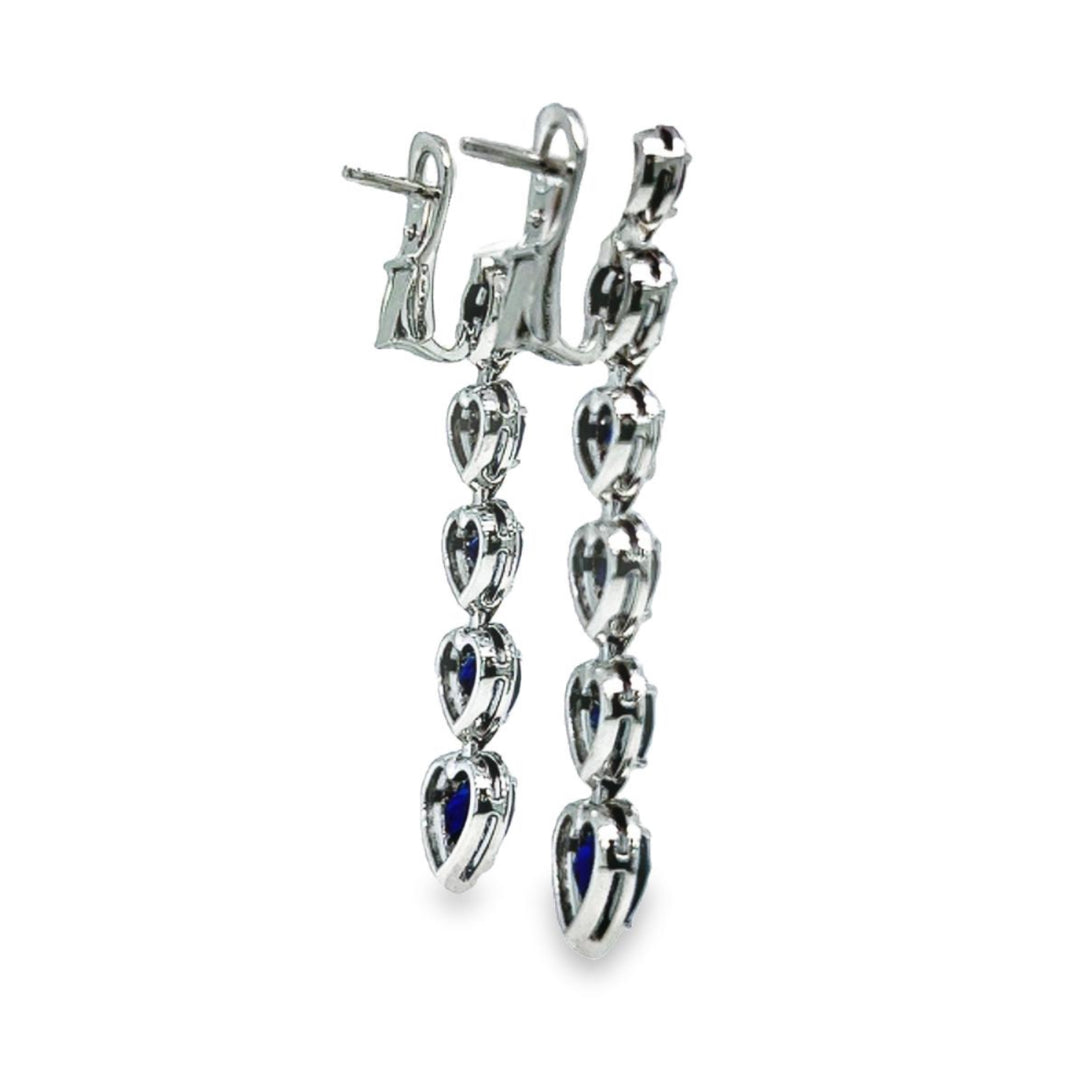 DIAMOND & HEART SAPPHIRE EARRINGS