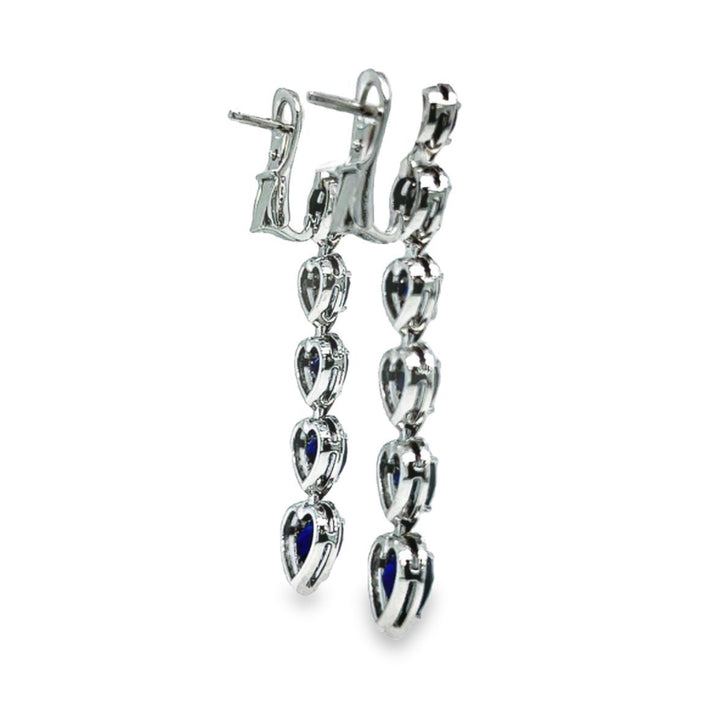 BOUCLES D'OREILLES DIAMANT ET COEUR SAPHIR