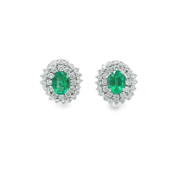 BOUCLES D'OREILLES DIAMANT ET ÉMERAUDE