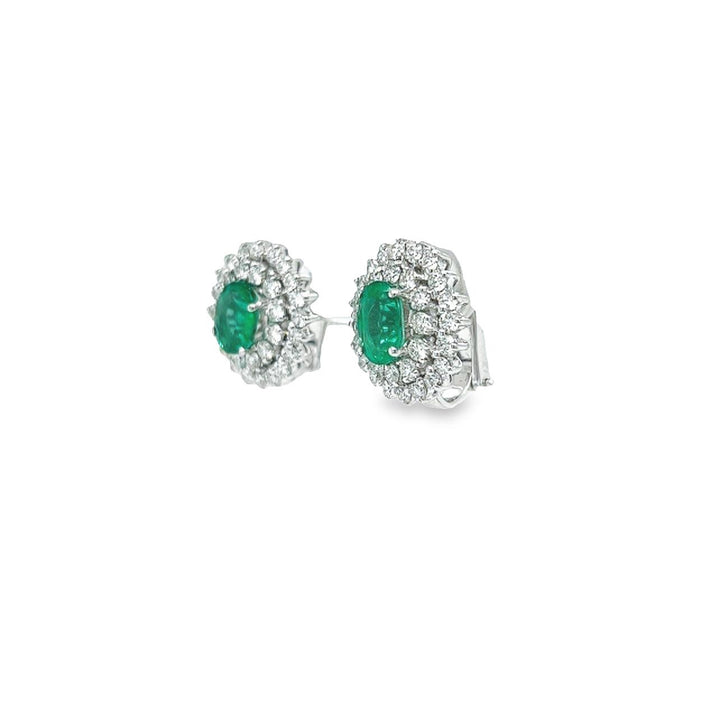 BOUCLES D'OREILLES DIAMANT ET ÉMERAUDE