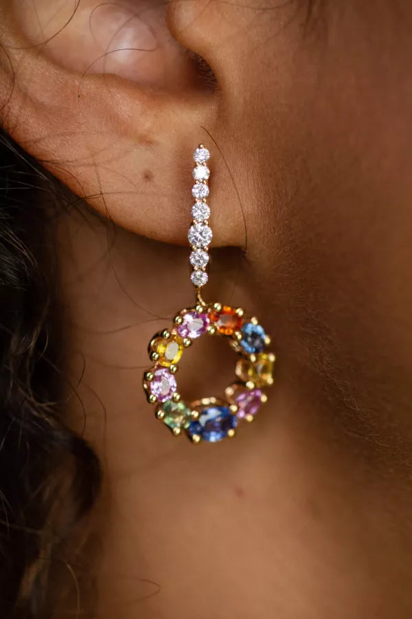 BOUCLES D'OREILLES PENDANTES SAPHIR