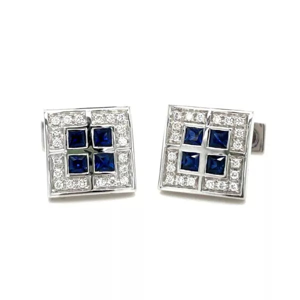 TIMELESS CUFFLINKS WHITE GOLD AND BLUE SAPPHIRES