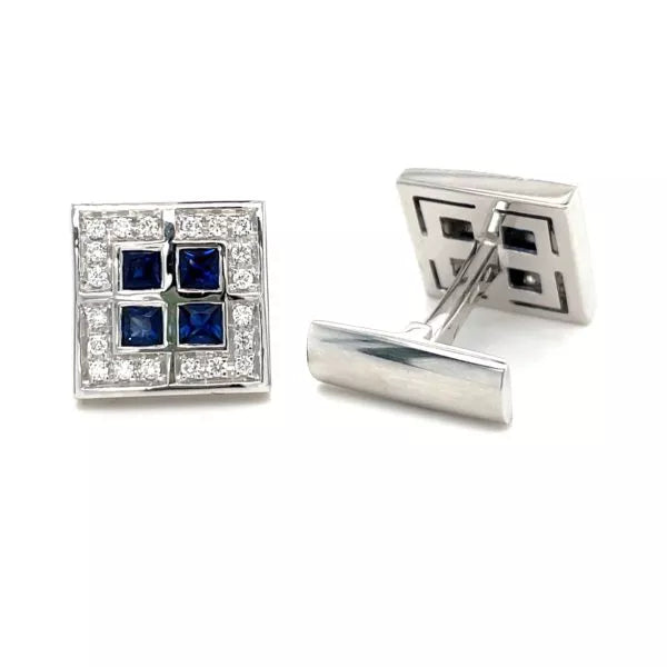 TIMELESS CUFFLINKS WHITE GOLD AND BLUE SAPPHIRES