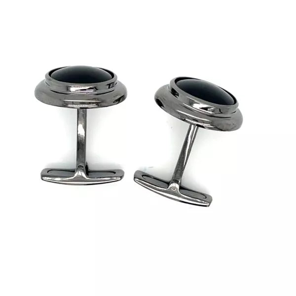 ONYX CUFFLINKS WITH WHITE GOLD