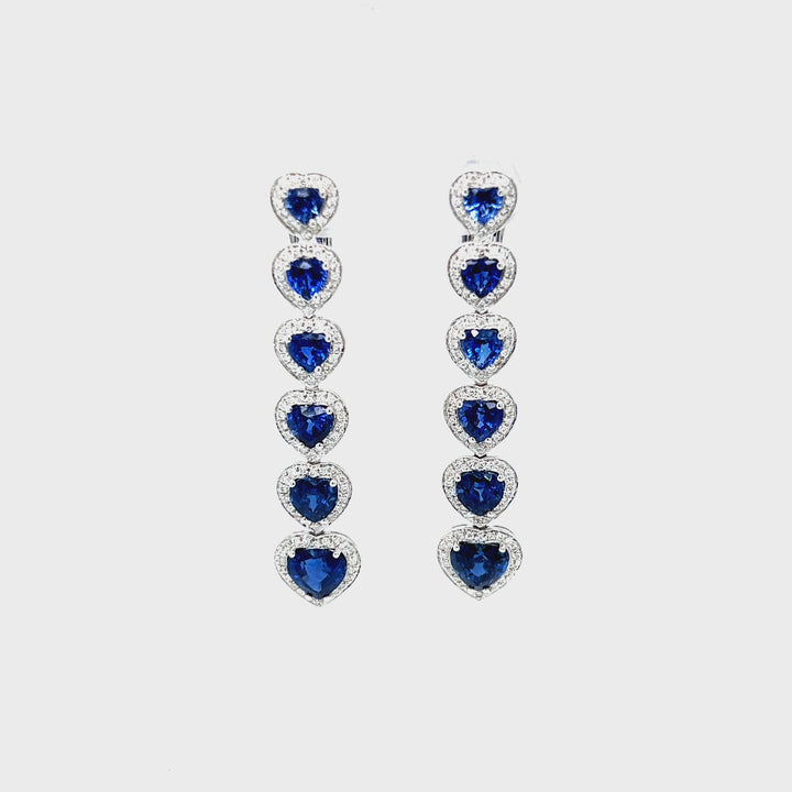 DIAMOND & HEART SAPPHIRE EARRINGS