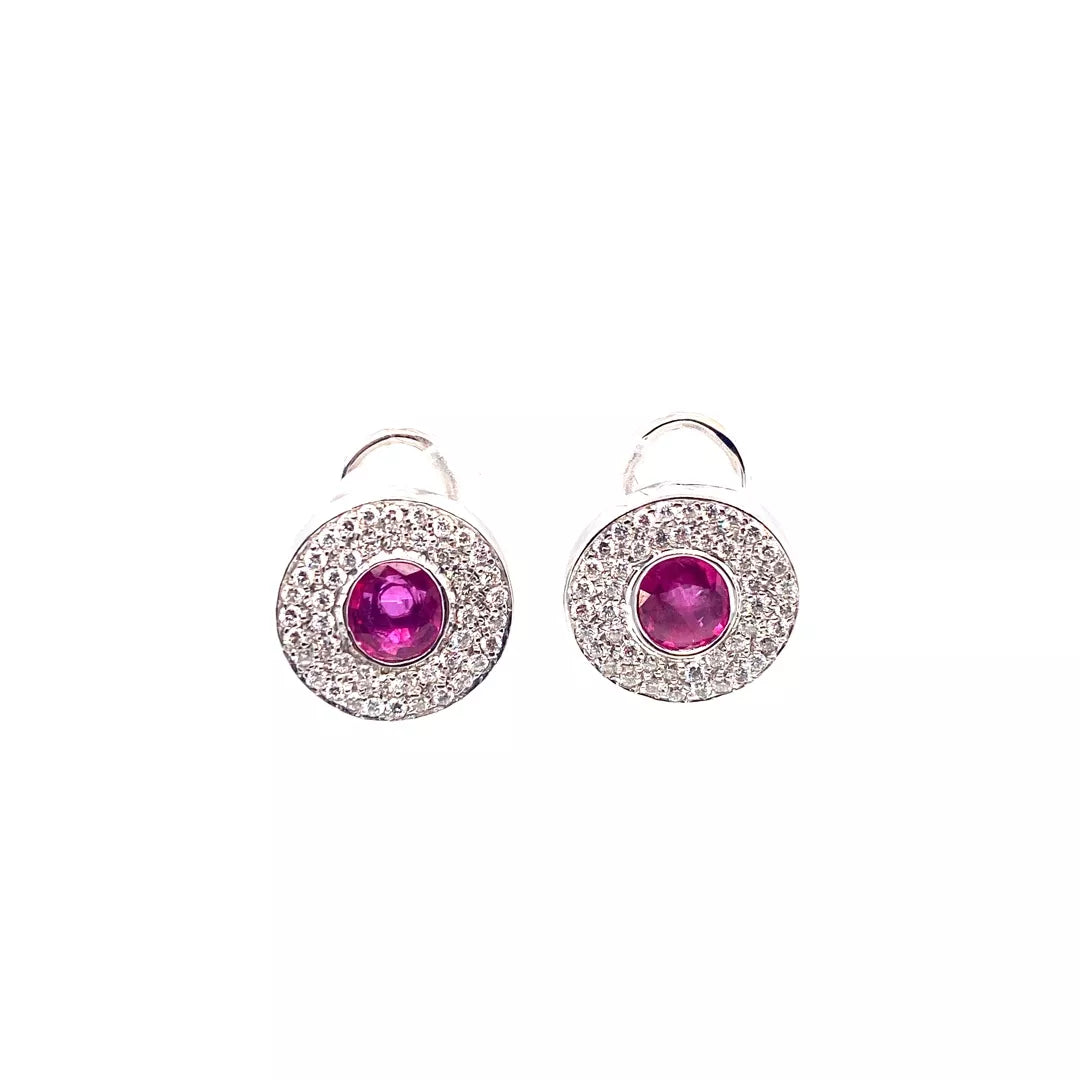 BOUCLES D'OREILLES RONDES RUBIS