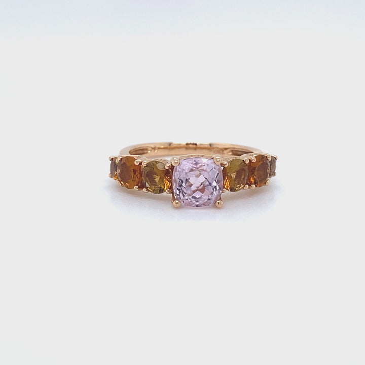 BAGUE CITRINE ET TOURMALINE