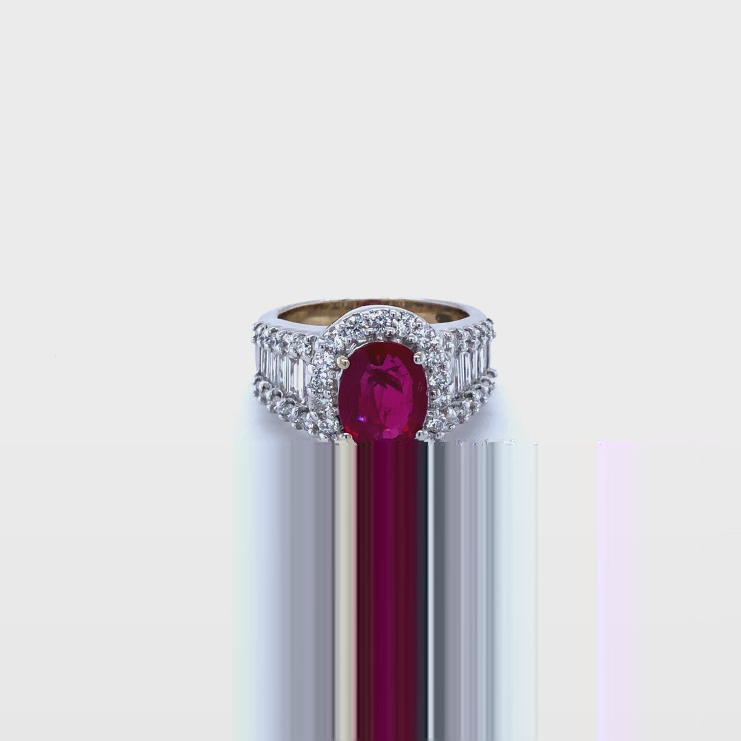 DIAMOND AND RUBY COCKTAIL RING