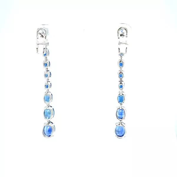 BOUCLES D'OREILLES DIAMANT ET SAPHIR DE CEYLAN OVALE