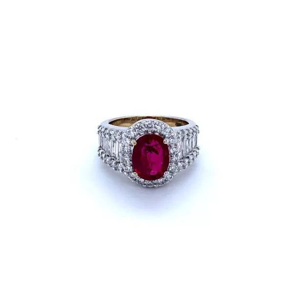 DIAMOND AND RUBY COCKTAIL RING